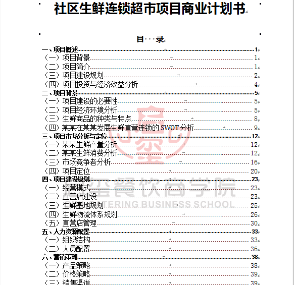 百货超市商业计划书百货超市商业计划书